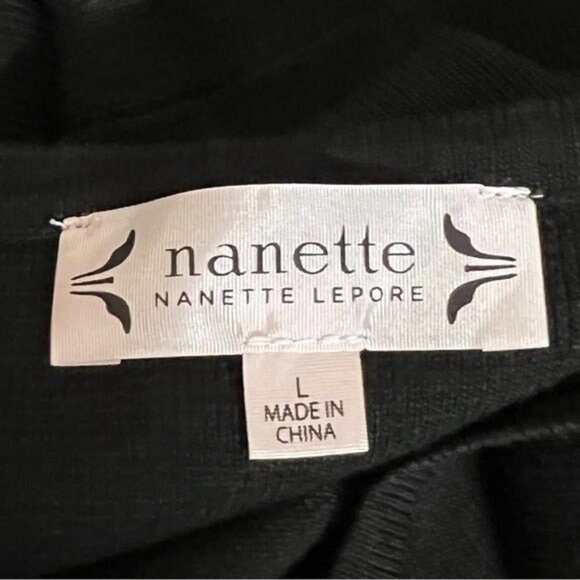 NEW w/tag Nanette Lepore Black Knit Embroidered Lace Trim Dress Size Large - Picture 8 of 10